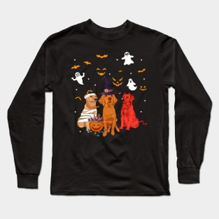 Funny Three Golden Retriever Halloween Gift Shirt Long Sleeve T-Shirt